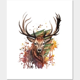 Deer Stag Head Realistic Animal Art Posters and Art